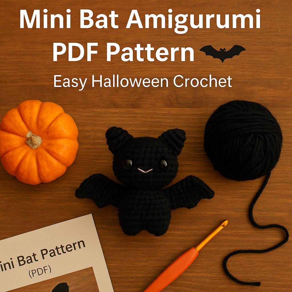 Mini Bat Crochet Pattern PDF | Halloween Amigurumi Toy Tutorial | Kawaii Plush  | Easy Beginner Crochet BBM