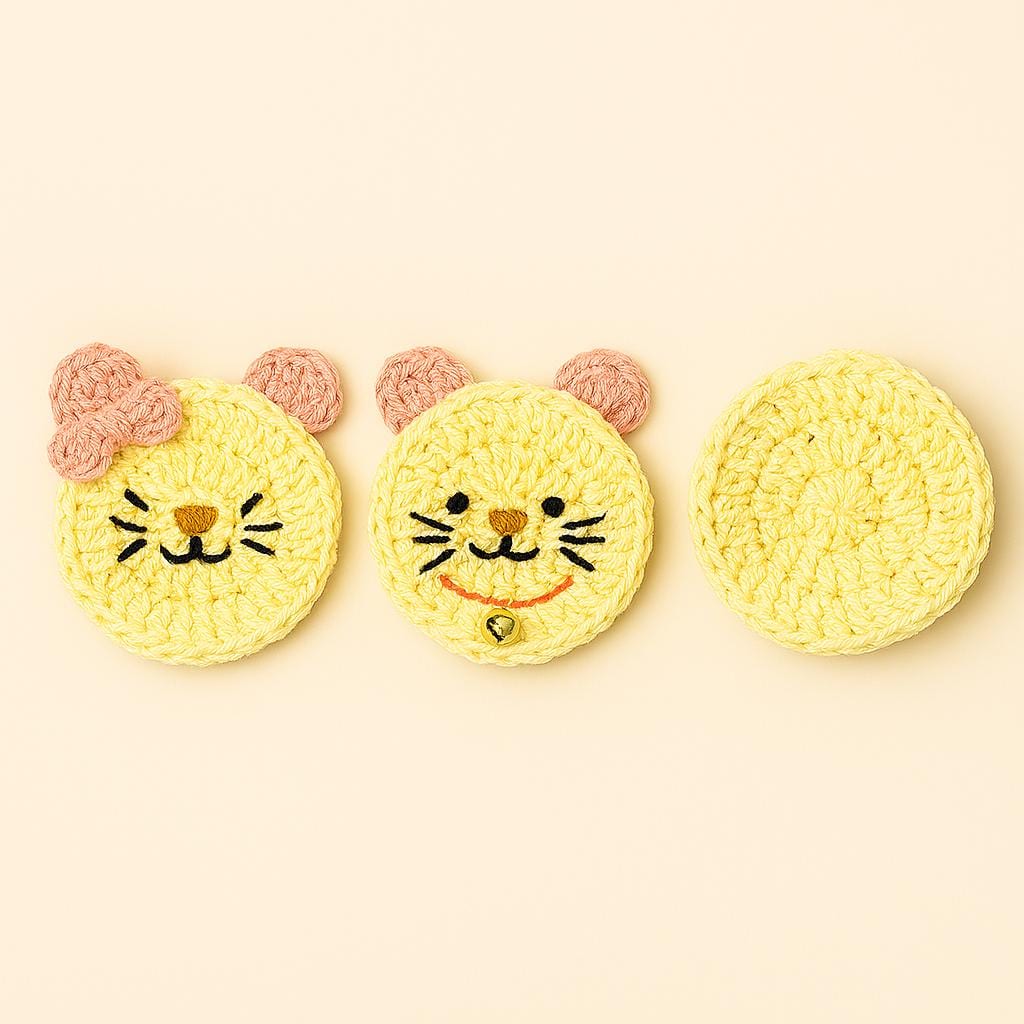 Crochet Cat Coaster Pattern PDF |Kitty Mug Rug Pattern | Easy Beginner BBM