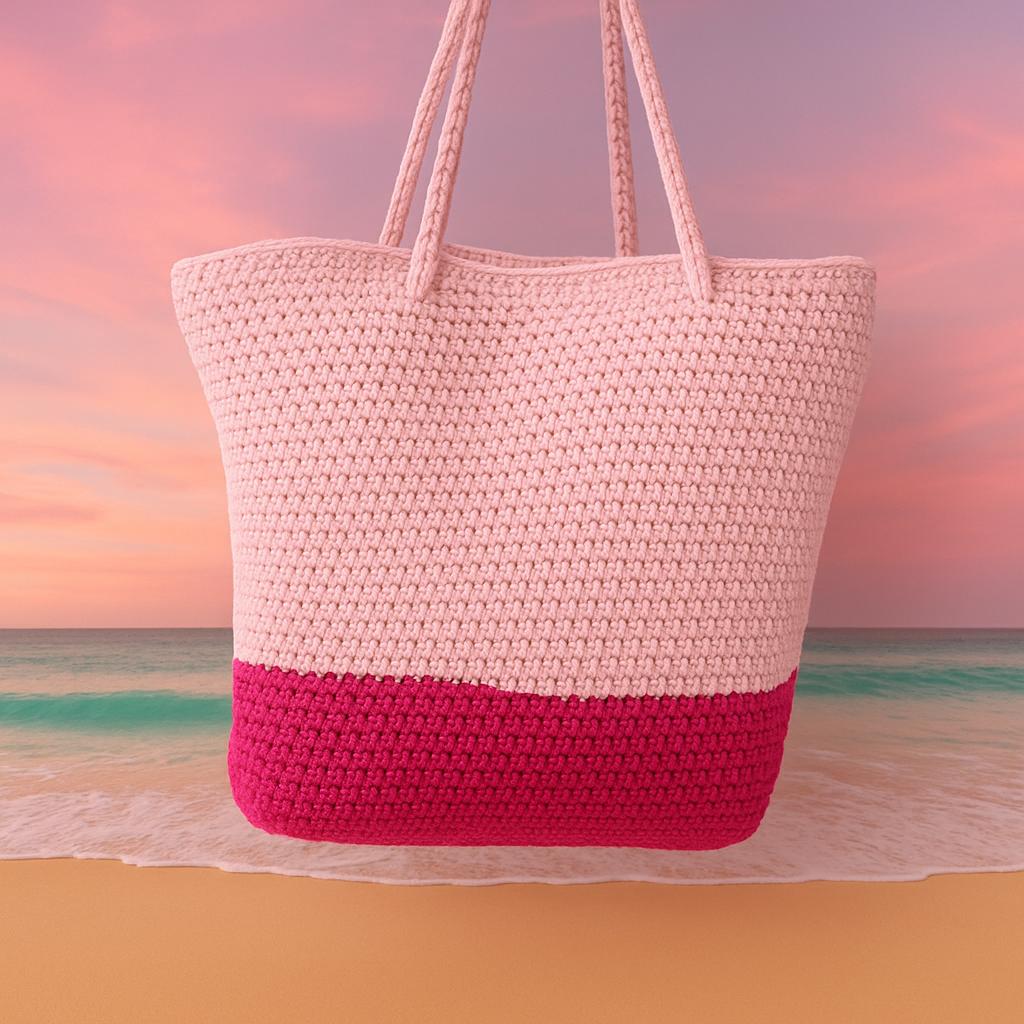 Crochet Beach Bag Pattern PDF: Easy Two-Tone Summer Tote BBM