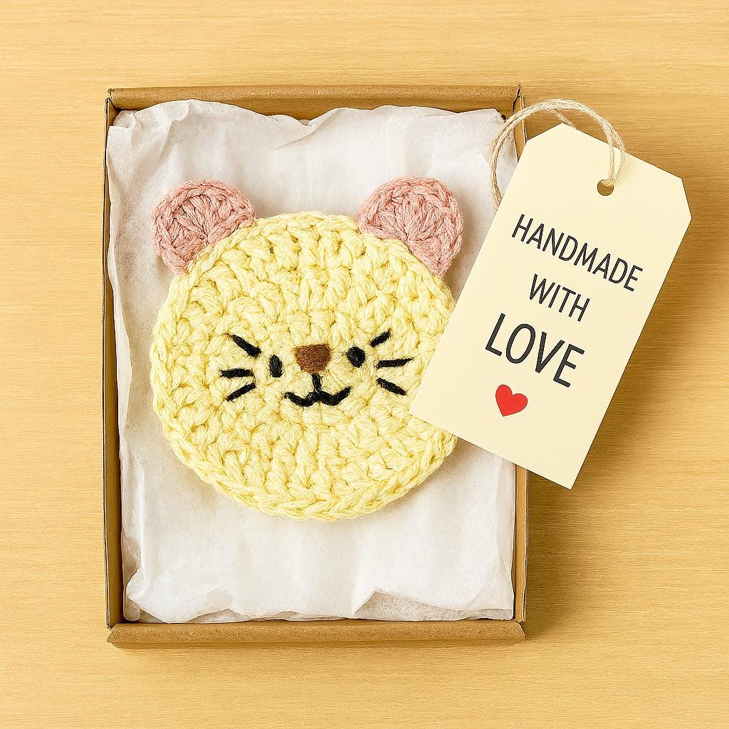 Crochet Cat Coaster Pattern PDF |Kitty Mug Rug Pattern | Easy Beginner BBM