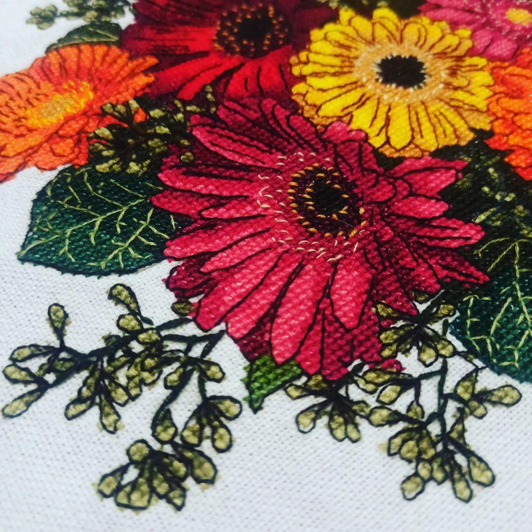 Gerberas - PDF Counted Cross Stitch Pattern Nadezda Gavrilenkova