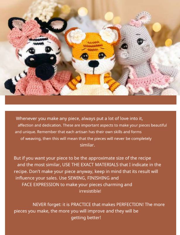 Zoo Animals Amigurumi Crochet Pattern E-Book | PDF Digital Download BBM