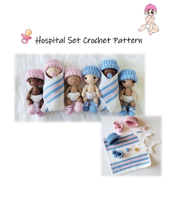 Sweet Handfuls Dolls Hospital Set | Amigurumi Baby Accessories Crochet Pattern (PDF) BBM