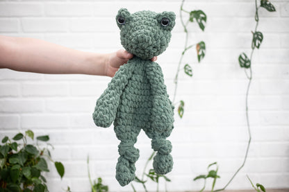 Crochet Frog Lovey, Crochet Stuffed Animal, Amigurumi Frog Snuggler The McGarvey Workshop