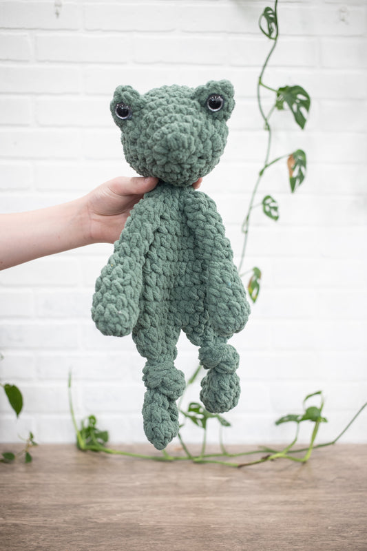 Crochet Frog Lovey, Crochet Stuffed Animal, Amigurumi Frog Snuggler The McGarvey Workshop